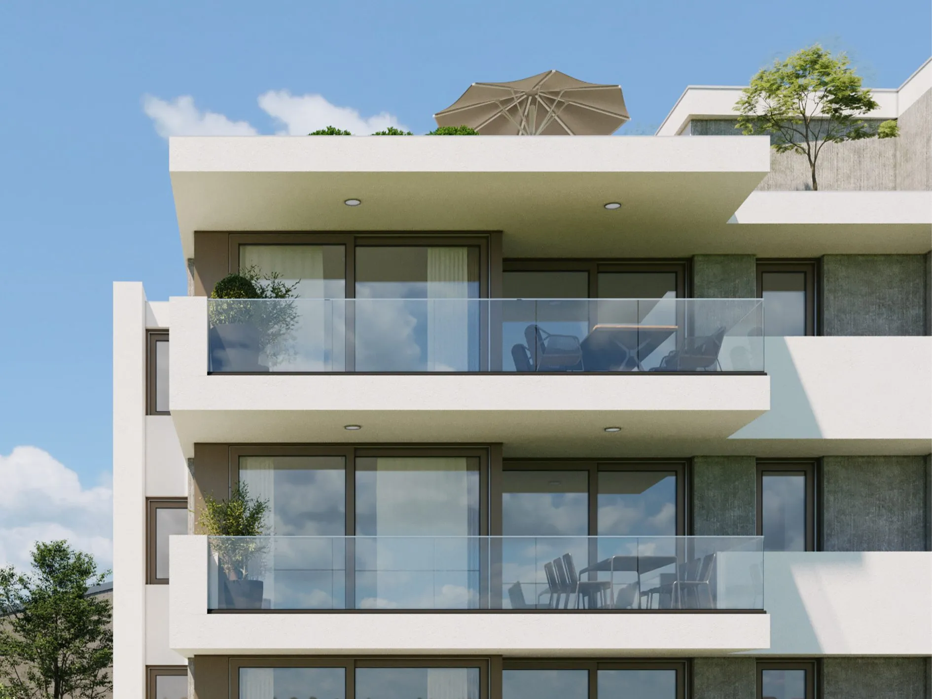 Visualisierung: Balkone mit Glasbrüstungen